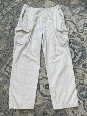Vintage J.Crew Mens Cargo Pants 32x32 White Ripstop Cotton Military Utility